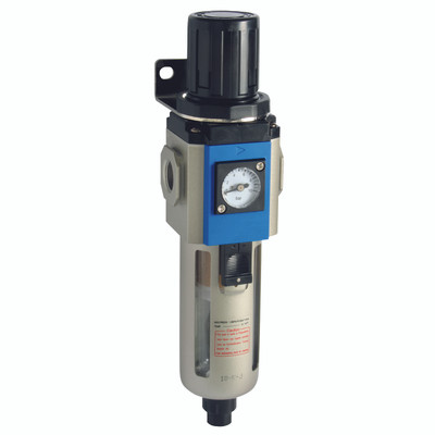 1/2" FIL/REG 300 SERIES GAUGE & BRKT - 1/4" BSP Parallel Female, Air Preparation, 300 Series, Semi Auto Drain, Filter/Regulator, Mounting Bracket and Gauge, 40 Micron, Plastic Guarded Bowl, 4000 Litres per Minute, Working Temperature -5Ã‚Â¬Ã¢Ë†Å¾C to +60Ã