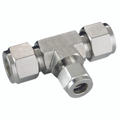 REDUCING UNION TEE 5/8 OD 3/8 OD - 1" Outside Diameter x 3/8" Outside Diameter, Hydraulic 316 Stainless Steel Twin Ferrule Imperial Compression Fitting, Reducing Tube x Tube on Branch, Tee, PanamAll images used are for illustrative purposes only