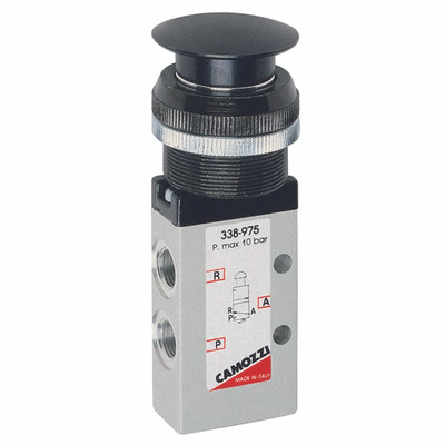 1/8 3/2 PALM SWITCH RED - G1/8" BSP Parallel Female, 3/2 Way, Palm Switch, Monostable, Series 3 Manually Operated, Black Switch, Flow 700 NI/min, Maximum Working Pressure 10 Bar, CamozziAll images used are for illustrative purposes only