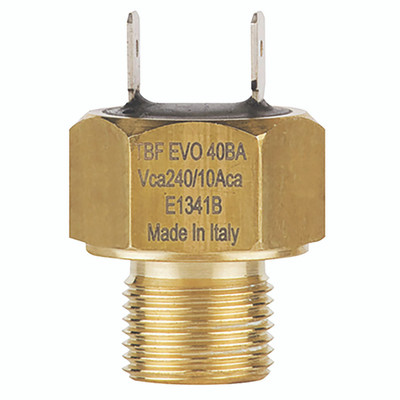 G3/8" ECONOMIC TEMP. SWITCH - TEMP 110 - 3/8" BSP Parallel Male, Vacuum, Pressure and Temperature Switch, TBF Evo Series, Normally Closed, Set Temperature 25Â° Celsius, Maximum Working Temperature +125Â°C, Maximum Working Pressure 200 bar, Brass, Elettrot
