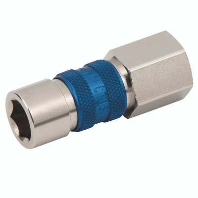 1/8" BSPP FEM  COUPLING RED    NICKEL - 1/8" BSP Parallel Female Coupling, Series 21, Rectu-Key, Pneumatic Quick Release, Valved, Green, Brass, Nitrile Seal, Working Temperature -20Ã‚Â°C to +100Ã‚Â°C, Maximum Working Pressure 35 bar, Parker RectusAll i