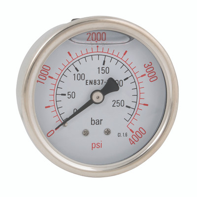 63MM 0-60BR ST.ST.1/4"BSP CNTR BK GAUGE - 1/4" BSP Parallel Male, 1/4" BSP Parallel, All Stainless Steel, Back Connection Pressure Gauges, 50mm Dial Diameter, All Stainless Steel, Working Pressure 0 to 250 bar, FT ProAll images used are for illustrativ