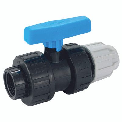 32MM X 1" PP COMP VALVE X FEMALE  BSP - 1/2" BSP Parallel Female x 20mm Outside Diameter, Polyethylene Pipe Universal Transition Valve, Compression Valve, Polypropylene, Air-ProAll images used are for illustrative purposes only