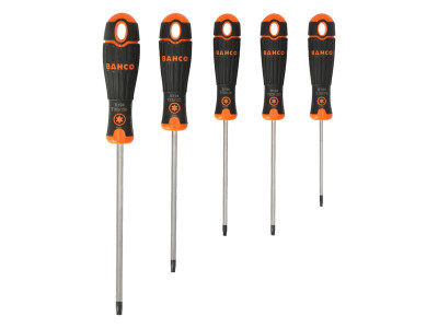 Bahco B219.025 BAHCOFIT TORX Screwdriver Set, 5 Piece - Bahco BAHCOFIT Screwdrivers have 2-component handles with vertical grooves for comfortable grip and maximum force transmission