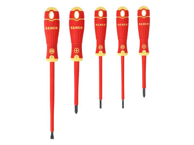Bahco B220.015 BAHCOFIT Insulated Screwdriver Set, 5 Piece - Bahco BAHCOFIT Insulated Screwdrivers are suitable for work on live equipment, up to 1,000 Volts