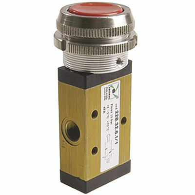 GREEN PUSH BUTTON 30MM SPRING - 1/8" BSP Parallel Female, 3/2 Function, Push Button/Spring Actuation, Valve, Working Temperature -5Ã‚Â°C to +70Ã‚Â°C, Maximum Working Pressure 10 bar, PneumaxAll images used are for illustrative purposes only
