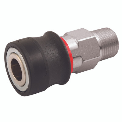 SAFETY MALE - 1/4" BSP Tapered Male, Pneumatic Quick Release, Valved, Coupling, Series XF, Safety, Steel, Working Temperature -40Ã‚Â°C to +100Ã‚Â°C, Maximum Working Pressure 35 bar, PCLAll images used are for illustrative purposes only
