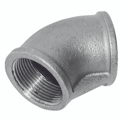 1.1/2"BSPT FEM 45 ELBOW FIG155 GALV - 1" BSP Tapered Female, Malleable Iron Pipe Fitting, Galvanised, Equal 45° Elbow, Fig 1.1/2"BSPT FEM 45 ELBOW FIG155 GALV - 1" BSP Tapered Female, Malleable Iron Pipe Fitting, Galvanised, Equal 45° Elbow, Fig
