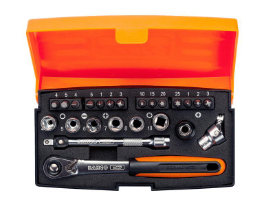 Bahco SL24 1/4in Drive Socket Set, 24 Piece - The Bahco SL24 1/4in drive Socket Set contains sockets made from high performance alloy steel with a matt finish