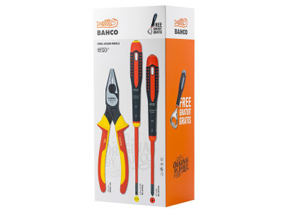 Bahco Original VDE Screwdriver & Plier Set - The Bahco Original VDE Screwdriver &amp; Plier Set contains the following:</p>  1 x Bahco 2628S ERGO&trade; Insulated Combination Pliers with a special head design for better accessibility and hardened cu