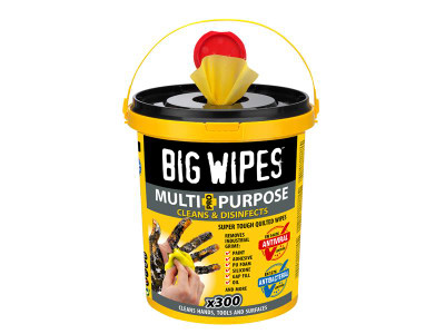 Big Wipes Multi-Purpose Pro+ Antiviral Wipes (Bucket 300) - Big Wipes Multi-Purpose Pro&#43; cleaning wipes are made from a three-layered, quilted, power-fabric making them super tough, tear resistant and lint free