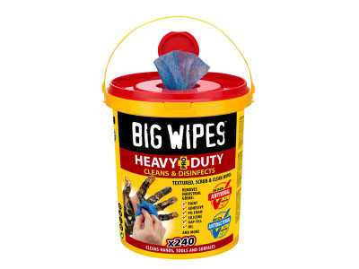Big Wipes Heavy-Duty Pro+ Antiviral Wipes (Bucket 240) - Big Wipes Heavy-Duty Pro&#43; have a high-performance, dual-sided, textured 'scrub &amp; clean' fabric to quickly and effectively 'grab &amp; remove' even the most stubborn muck and grime