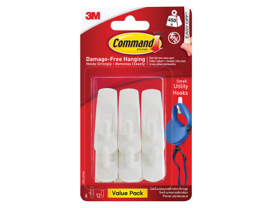 Command™ Small Utility Hooks Value Pack (Pack 6) - Command&trade; Small Utility Hooks are ideal for hanging coats, dog leads, hand towels and many other household items