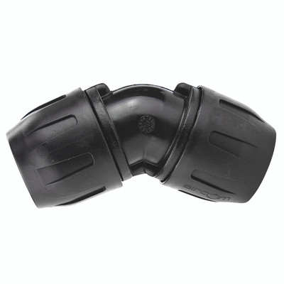 45O ELBOW PA 50MM - 20mm Nominal Bore, Black, Technopolymer, 45° Equal Elbow, Ring Main System, Working Temperature -15°C to +65°C, AircomAll images used are for illustrative purposes only 45O ELBOW PA 50MM - 20mm Nominal Bore, Black, Technopolymer, 45° Equal Elbow, Ring Main System, Working Temperature -15°C to +65°C, AircomAll images used are for illustrative purposes only
