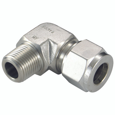 MALE ELBOW 8 OD 1/2 NPT - 1/4" NPT Male x 10mm Outside Diameter, Hydraulic Twin Ferrule Metric Compression Fitting, 90Ã‚Â° Elbow, 316 Stainless Steel, PanamAll images used are for illustrative purposes only
