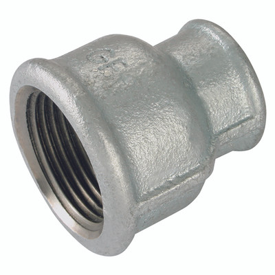 1.1/2"X3/4" BSPP REDU SOCKET GALV GF240G - 1" BSP Parallel Female x 1/2" BSP Parallel Female, Malleable Iron Pipe Fitting, Galvanised, Reducing Socket, Fig
