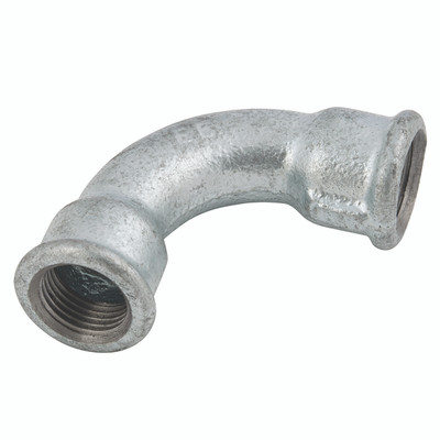 2"    BSPP FEM EQUAL 90 BEND GALV - 1/4" BSP Parallel Female, Malleable Iron Pipe Fitting, Galvanised, Equal 90Ã‚Â° Bend, Fig