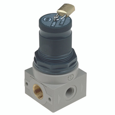 MINI PRESSURE REG PADLOCK G1/4" 0-12BAR - 1/8" BSP Parallel Female, Relieving, Micro Regulator, BIT Series, Lockable, Working Temperature -10Ã‚Â¬Ã¢Ë†Å¾C to +50Ã‚Â¬Ã¢Ë†Å¾C, Compound Gauge 0 to 12 bar, Maximum Working Pressure 13 bar, Metal WorkAll image