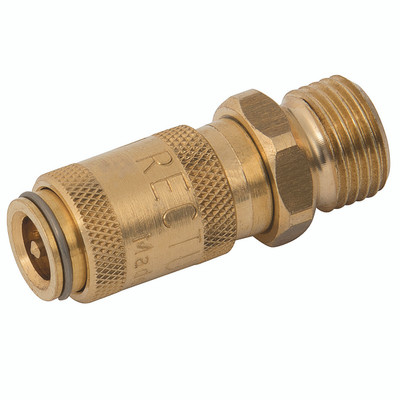 M5 METRIC MALE COUPLING DS BRASS - M5 Metric Male Coupling, Series 20KB, Standard, Parker Rectus, Pneumatic Quick Release, Valved, Brass, Nitrile Seal, Working Temperature -20Ã‚Â°C to +100Ã‚Â°C, Maximum Working Pressure 35 bar, Parker RectusAll images