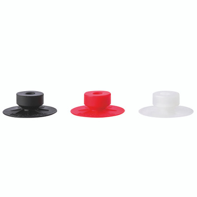 M/F + F/STRUCTURE CUP  20MM  NITRILE - 20mm Suction Area Diameter, IRHD of 60, Vmeca Suction Cup, FF Series, Nitrile Mark Free Flat Structure Suction Cup with 7mm Neck, Black, Working Temperature -20Â°C to +110Â°C, VmecaAll images used are for illustra