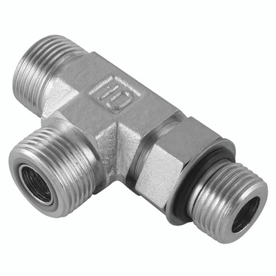 1"X1" ORFSX7/8" UNF MALE TEE - 9/16" ORFS Male x 7/16" ORFS Male, Hydraulic Adaptor Steel, Positional on Run with O-Ring, Tee, Zinc Plated Mild Steel, Maximum Working Pressure 289 bar, Burnett & HillmanAll images used are for illustrative purposes only