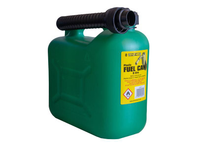Silverhook Unleaded Petrol Can & Spout Green 5 litre - A colour co-ordinated plastic fuel can with external graduations moulded into the outer casing