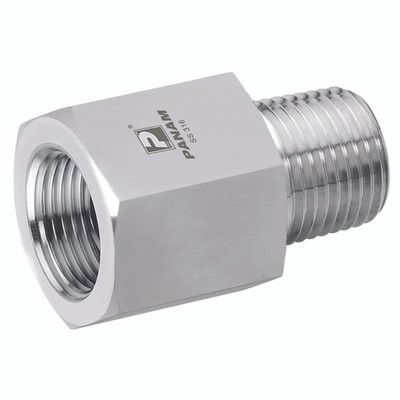 1/4 X 1/2 NPT M/F 10KPSI 316 ADAPT - 3/4" NPT Male x 3/4" NPT Female, 10,000 psi Rated Steel Adaptor, 316 Stainless Steel, Maximum Working Pressure 690 bar, PanamAll images used are for illustrative purposes only 1/4 X 1/2 NPT M/F 10KPSI 316 ADAPT - 3/4" NPT Male x 3/4" NPT Female, 10,000 psi Rated Steel Adaptor, 316 Stainless Steel, Maximum Working Pressure 690 bar, PanamAll images used are for illustrative purposes only