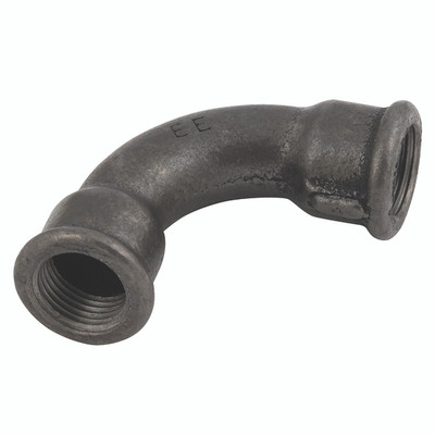 2"    BSPP FEM EQUAL 90 BEND BLACK - 3/8" BSP Parallel Female, Malleable Iron Pipe Fitting, Black, Equal 90Ã‚Â° Bend, Fig