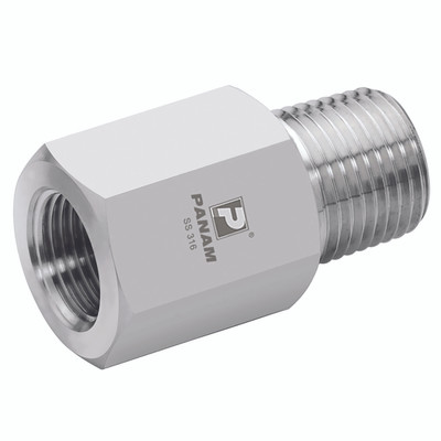 1/4 X 1/8 NPT M/F 10KPSI 316 RED - 1/2" NPT Male x 1/8" NPT Female, 10,000 psi Rated Steel Adaptor, Reducing, 316 Stainless Steel, Maximum Working Pressure 690 bar, PanamAll images used are for illustrative purposes only 1/4 X 1/8 NPT M/F 10KPSI 316 RED - 1/2" NPT Male x 1/8" NPT Female, 10,000 psi Rated Steel Adaptor, Reducing, 316 Stainless Steel, Maximum Working Pressure 690 bar, PanamAll images used are for illustrative purposes only