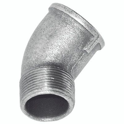 1"    BSPT M/F 45 ELBOW FIG156 GALV - 1" BSP Tapered Male x 1" BSP Tapered Female, Malleable Iron Pipe Fitting, Galvanised, Equal 45° Elbow, Fig 1"    BSPT M/F 45 ELBOW FIG156 GALV - 1" BSP Tapered Male x 1" BSP Tapered Female, Malleable Iron Pipe Fitting, Galvanised, Equal 45° Elbow, Fig