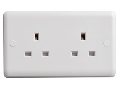 Deta Vimark Unswitched Socket 2-Gang 13A - The Deta Vimark 13A Unswitched Socket is made from durable, moulded plastic and has a smooth, curved profile