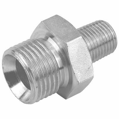 1" BSPP X 1.1/4" BSPT MALE ADAPTOR - 1/8" BSP Parallel Male x 1/8" BSP Tapered Male, Hydraulic Adaptor Steel, 60° Cone, Zinc Plated Mild Steel, Maximum Working Pressure 350 bar, Burnett & HillmanAll images used are for illustrative purposes only 1" BSPP X 1.1/4" BSPT MALE ADAPTOR - 1/8" BSP Parallel Male x 1/8" BSP Tapered Male, Hydraulic Adaptor Steel, 60° Cone, Zinc Plated Mild Steel, Maximum Working Pressure 350 bar, Burnett & HillmanAll images used are for illustrative purposes only