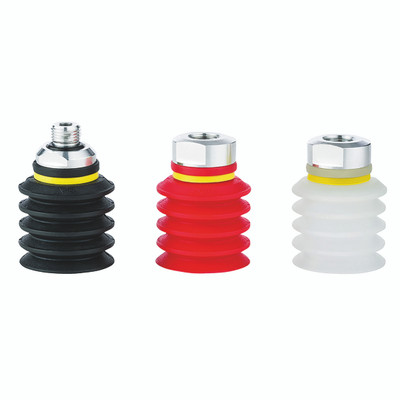 L/MULTI BELLOW CUP  30MM  WHITE SILICONE - 30mm Suction Area Diameter, IRHD of 60, Vmeca Suction Cup, Long Multi Bellow, VBL Series Nitrile Bellow Cup, Black, Working Temperature -20Â°C to +110Â°C, VmecaAll images used are for illustrative purposes onl