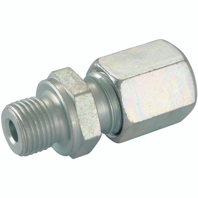 08MM OD X 1/2  BSP MALE STUD (S) FORM B - 3/8" BSP Parallel Male x 10mm Outside Diameter, Hydraulic DIN 2353 Compression Fitting, Form B, Heavy Duty, Stud Coupling, Chromium Plated Steel, Maximum Working Pressure 630 bar, Danfoss WaltechAll images used