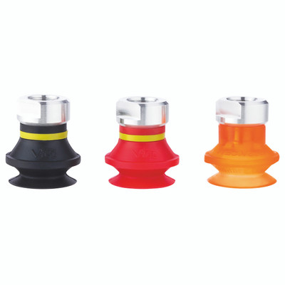 SINGLE-BELLOWS CUP  20MM  COND SILICONE - 20mm Suction Area Diameter, IRHD of 60, Vmeca Suction Cup, VB Series, Nitrile Single Bellow Cup, Black, Working Temperature -20Â°C to +110Â°C, VmecaAll images used are for illustrative purposes only