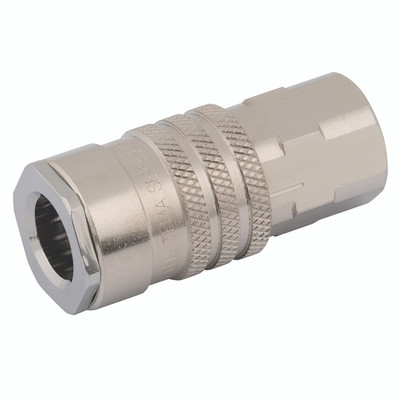 1/4" BSPBODY FEMALE NITRIL - 1/4" BSP Parallel Female Coupling, with Valve & Nitrile Seal Series 1300, Standard, Pneumatic Quick Release, Valved, Brass Nickel Plated, Nitrile Seal, Working Temperature -20Ã‚Â°C to +100Ã‚Â°C, Maximum Working Pressure 35 bar