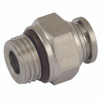 8MM ST/ST PUSH FIT X 1/8 BSPP MALE STUD - 1/4" BSP Parallel Male x 10mm Outside Diameter, Pneumatic One Touch Push-in Metric Tube Fitting, Stud, Stainless Steel, Working Temperature -20Ã‚Â°C to +200Ã‚Â°C, Maximum Working Pressure 10 bar, KelmAll images