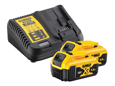 Dewalt DCB184B2C XR Charger & Battery Set 18V 2 x 5.0Ah Li-ion - The DEWALT DCB184B2C XR Charger &amp; Battery Set contains the following:</p>  1 x 10