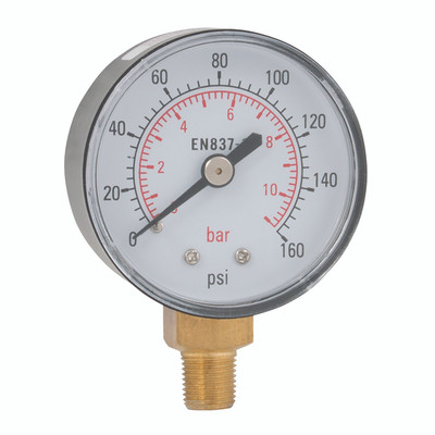 ABS P/GAUGE 50MM 0-16BAR 1/8" BACK ENTRY - 50MM DIA