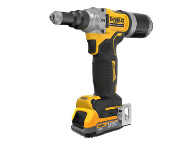 Dewalt DCF414E2T XR 1/4in Brushless Riveter 2 x 1.7Ah POWERSTACK™ Li-ion - DEWALT DCF414 XR 1/4in Riveter with a tool-free nose piece and powerful brushless motor delivers longer run times, less maintenance and better power control