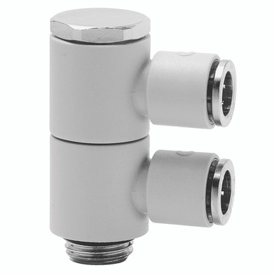 8MM X 1/8 BSPP S7000 DBL ADJ BANJ  2 OUT - 1/8" BSP Parallel Male x 4mm Outside Diameter, Series 7000 Super-rapid Compact Fitting, 2 Outlets, Double Adjustable Banjo, Technopolymer Working Temperature -20Ã‚Â°C to +60Ã‚Â°C, Working Pressure -0