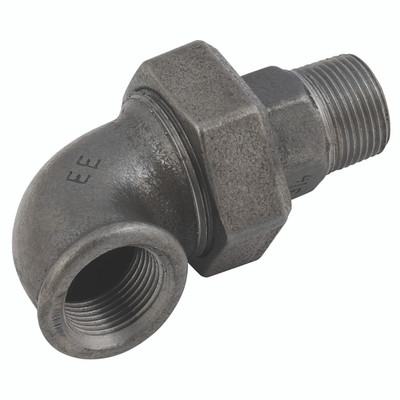 Black 3/4 BSP MXF90 UNI TAP ELBOW - 1/2" BSP Tapered Male x 1/2" BSP Parallel Female, Malleable Iron Pipe Fitting, Black, Union 90° Elbow Taper Seat, Fig Black 3/4 BSP MXF90 UNI TAP ELBOW - 1/2" BSP Tapered Male x 1/2" BSP Parallel Female, Malleable Iron Pipe Fitting, Black, Union 90° Elbow Taper Seat, Fig
