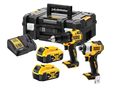 Dewalt DCK2062M2T XR Brushless Compact Twin Pack 18V 2 X 4Ah Li-ion - The DEWALT DCK2062M2T XR Twin Pack, contains the following:</p>  1 x 18V DCD709 Brushless Compact Hammer Drill Driver a powerful yet compact 18V hammer drill driver, with a length