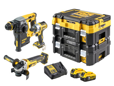 Dewalt DCK305P2T XR Brushless Triple Kit 18V 2 x 5.0Ah Li-ion - The DEWALT DCK305P2T XR Brushless Triple Kit, contains the following:</p>  1 x 18V DCH273P2 XR Brushless 3 Mode Hammer, fitted with an electronic clutch for consistently high torque and