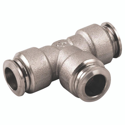 TEE CONNECTOR 6MM OD - 10mm Outside Diameter, Food Grade Push-in Fitting, Equal, Tee Connector, Brass Nickle Plated, Working Temperature 0°C to +200°C, Maximum Working Pressure 15 bar, AignepAll images used are for illustrative purposes only TEE CONNECTOR 6MM OD - 10mm Outside Diameter, Food Grade Push-in Fitting, Equal, Tee Connector, Brass Nickle Plated, Working Temperature 0°C to +200°C, Maximum Working Pressure 15 bar, AignepAll images used are for illustrative purposes only
