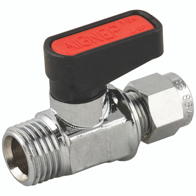 GAS MINI BALL VALVE 3/8 X 8 - 1/8" BSP Parallel Male x 6mm Outside Diameter, Ball Valve, Type 6440, Gas Mini, Brass, BS EN331 Standard, PTFE Seal, Working Temperature -20°C to +80°C, Maximum Working Pressure 20 bar, AignepAll images used are for illu GAS MINI BALL VALVE 3/8 X 8 - 1/8" BSP Parallel Male x 6mm Outside Diameter, Ball Valve, Type 6440, Gas Mini, Brass, BS EN331 Standard, PTFE Seal, Working Temperature -20°C to +80°C, Maximum Working Pressure 20 bar, AignepAll images used are for illu