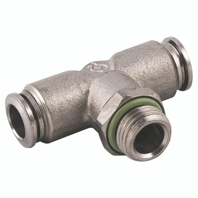 SWIVEL TEE BSPP 6OD X 1/8 - 1/8" BSP Parallel Male x 4mm Outside Diameter, Food Grade Push-in Fitting, Stud Branch Swivel Tee, Brass Nickle Plated, Working Temperature 0Ã‚Â°C to +200Ã‚Â°C, Maximum Working Pressure 15 bar, AignepAll images used are for
