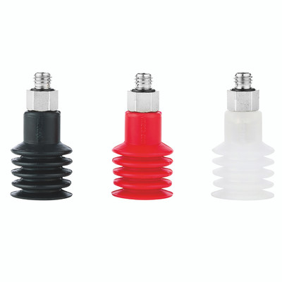 L/MULTI BELLOW CUP  15MM  NITRILE - 15mm Suction Area Diameter, IRHD of 60, Vmeca Suction Cup, Long Multi Bellow, VBL Series Nitrile Bellow Cup, Black, Working Temperature -20Â°C to +110Â°C, VmecaAll images used are for illustrative purposes only