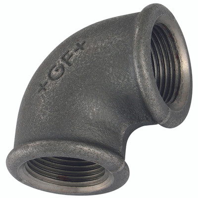 1.1/4"X1"  BSP FEM REDU ELBOW BLACK GF90 - 1" BSP Parallel Female x 1/2" BSP Parallel Female, Malleable Iron Pipe Fitting, Black, Reducing 90Ã‚Â° Elbow, Fig