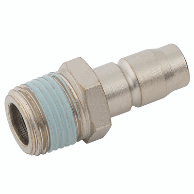 1/4" BSPP MALE     PLUG STEEL PLATED - 3/8" BSP Taper Male Plug, Series 34KA, Standard, Pneumatic Quick Release, Non Valved, Nickel Plated Steel, Working Temperature -20Ã‚Â°C to +100Ã‚Â°C, Maximum Working Pressure 35 bar, Parker RectusAll images used a